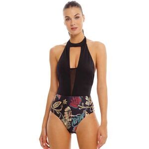 Cosita Linda Love Black High Neck Reversible One-Piece Swimsuit - Women's M